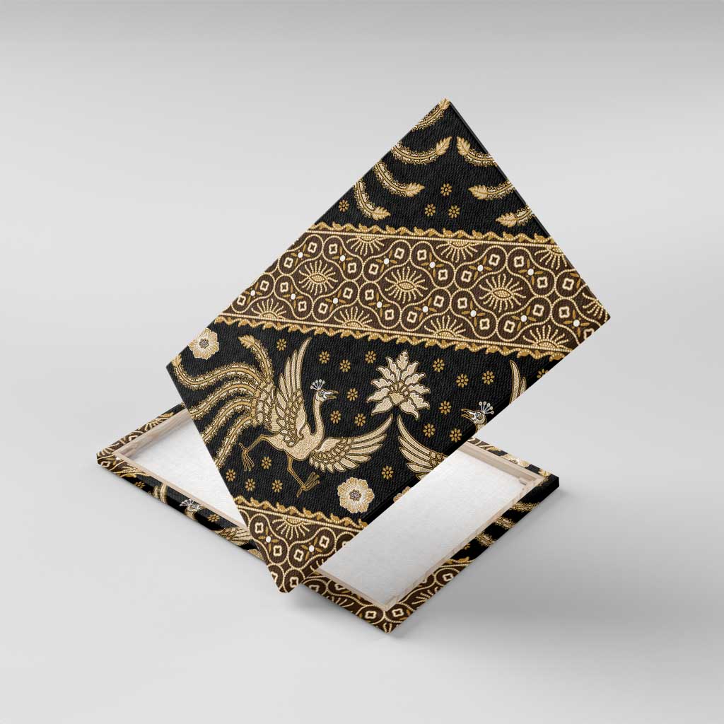 Indonesia Batik Pattern Canvas Wall Art Gold Version LT01 With Frame Gold - Polynesian Pride