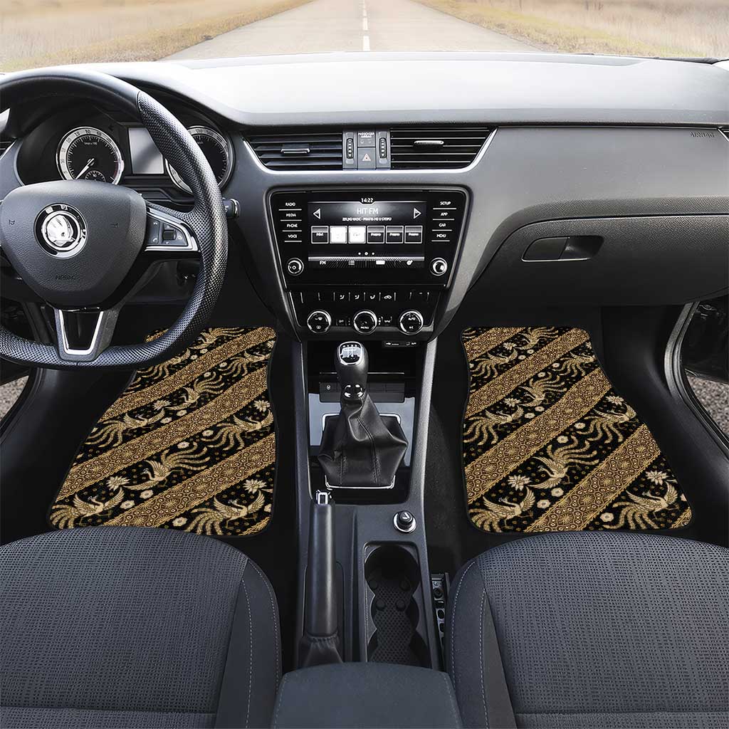 Indonesia Batik Pattern Car Mats Gold Version LT01 Set 2pcs - Front Gold - Polynesian Pride
