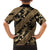 Indonesia Batik Pattern Family Matching Long Sleeve Bodycon Dress and Hawaiian Shirt Gold Version