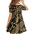 Indonesia Batik Pattern Family Matching Long Sleeve Bodycon Dress and Hawaiian Shirt Gold Version