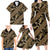 Indonesia Batik Pattern Family Matching Long Sleeve Bodycon Dress and Hawaiian Shirt Gold Version