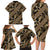 Indonesia Batik Pattern Family Matching Long Sleeve Bodycon Dress and Hawaiian Shirt Gold Version