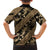 Indonesia Batik Pattern Family Matching Off The Shoulder Long Sleeve Dress and Hawaiian Shirt Gold Version