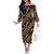 Indonesia Batik Pattern Family Matching Off The Shoulder Long Sleeve Dress and Hawaiian Shirt Gold Version