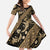 Indonesia Batik Pattern Family Matching Summer Maxi Dress and Hawaiian Shirt Gold Version