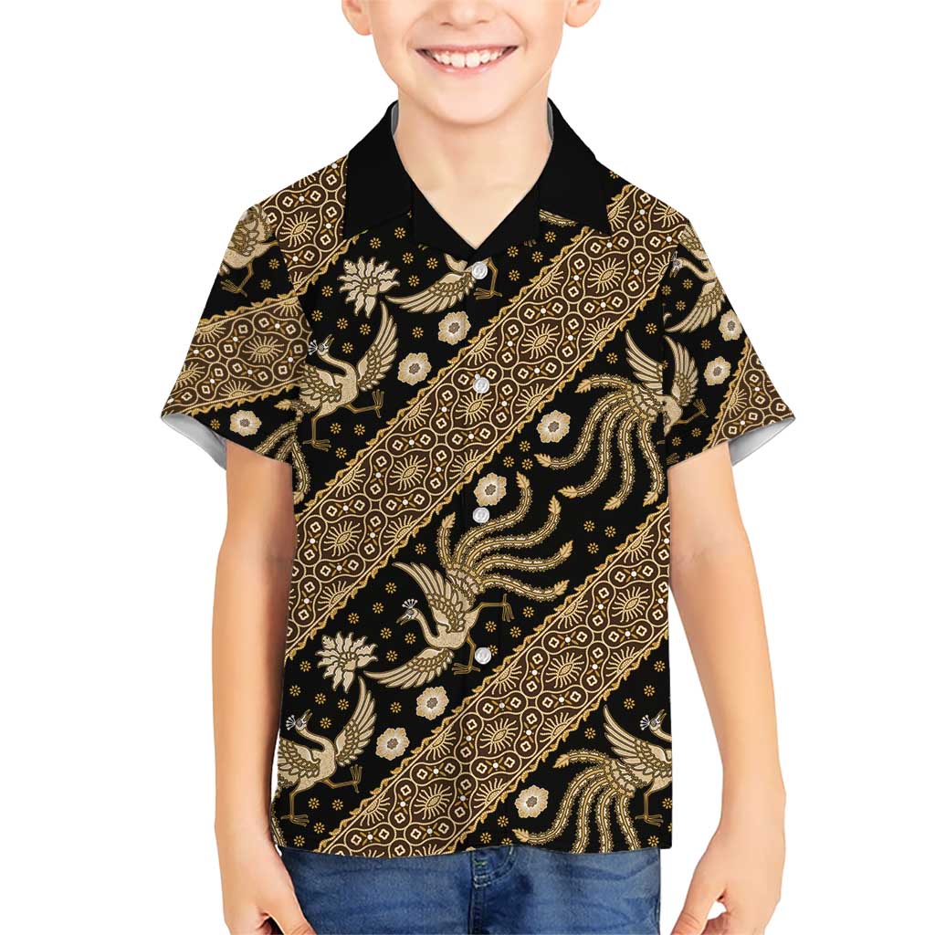 Indonesia Batik Pattern Kid Hawaiian Shirt Gold Version LT01 Kid Gold - Polynesian Pride