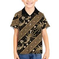 Indonesia Batik Pattern Kid Hawaiian Shirt Gold Version LT01 Kid Gold - Polynesian Pride
