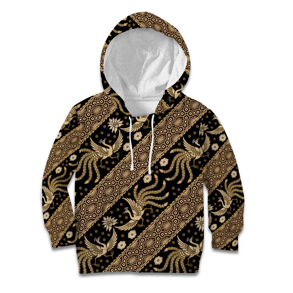 Indonesia Batik Pattern Kid Hoodie Gold Version LT01 Hoodie Gold - Polynesian Pride