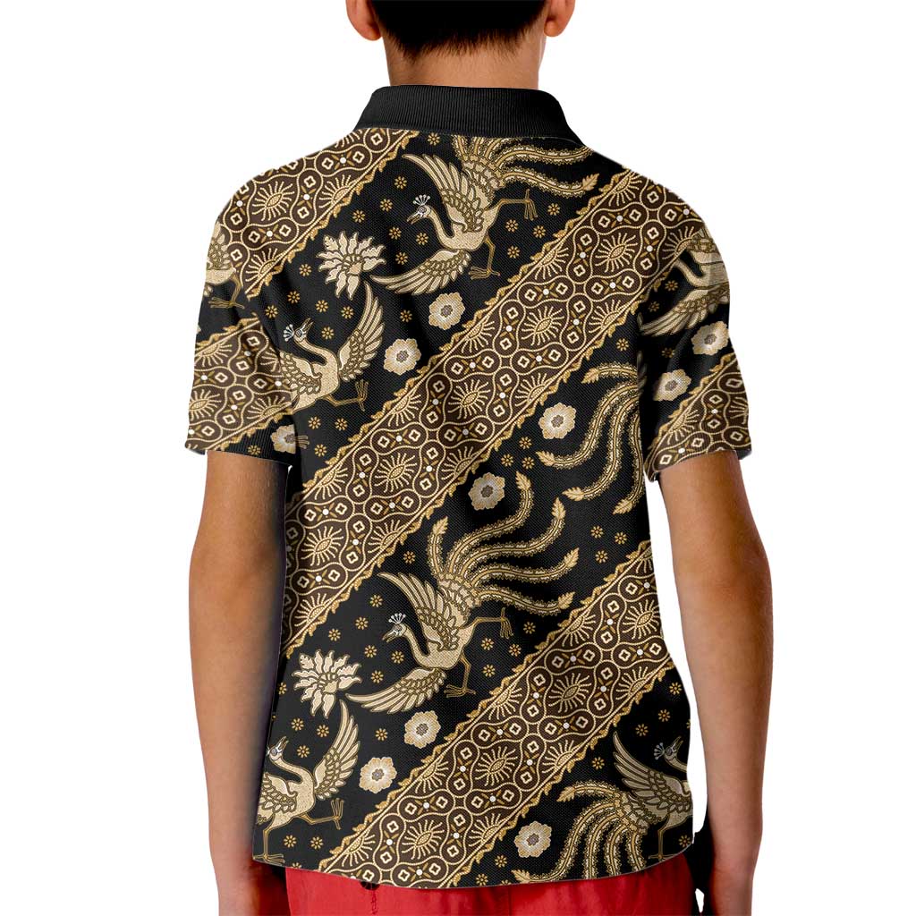 Indonesia Batik Pattern Kid Polo Shirt Gold Version LT01 - Polynesian Pride