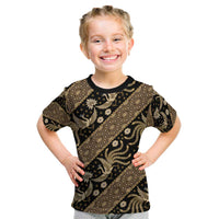 Indonesia Batik Pattern Kid T Shirt Gold Version LT01 Gold - Polynesian Pride