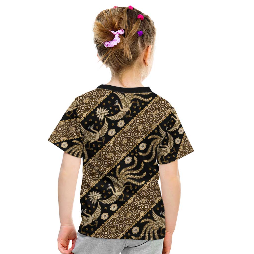 Indonesia Batik Pattern Kid T Shirt Gold Version LT01 - Polynesian Pride