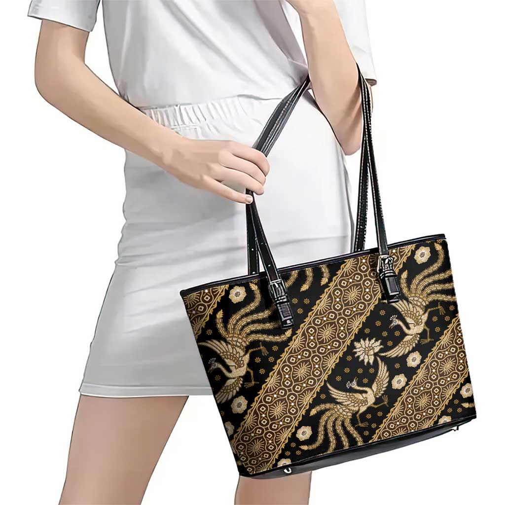 Indonesia Batik Pattern Leather Tote Bag Gold Version LT01 - Polynesian Pride