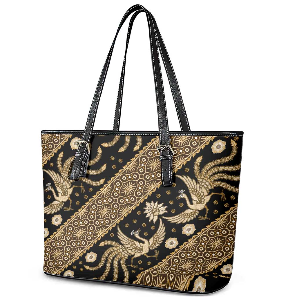 Indonesia Batik Pattern Leather Tote Bag Gold Version LT01 - Polynesian Pride