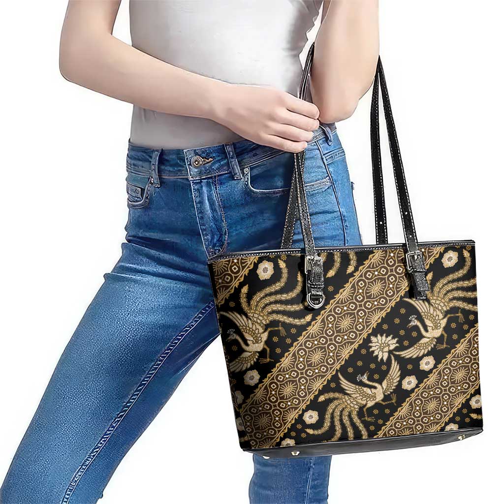 Indonesia Batik Pattern Leather Tote Bag Gold Version LT01 - Polynesian Pride