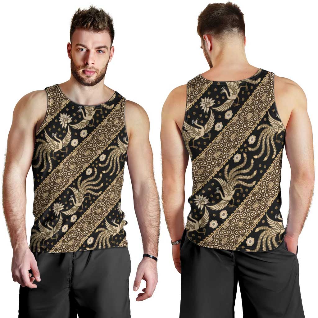 Indonesia Batik Pattern Men Tank Top Gold Version LT01 - Polynesian Pride