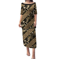 Indonesia Batik Pattern Puletasi Gold Version LT01 Long Dress Gold - Polynesian Pride