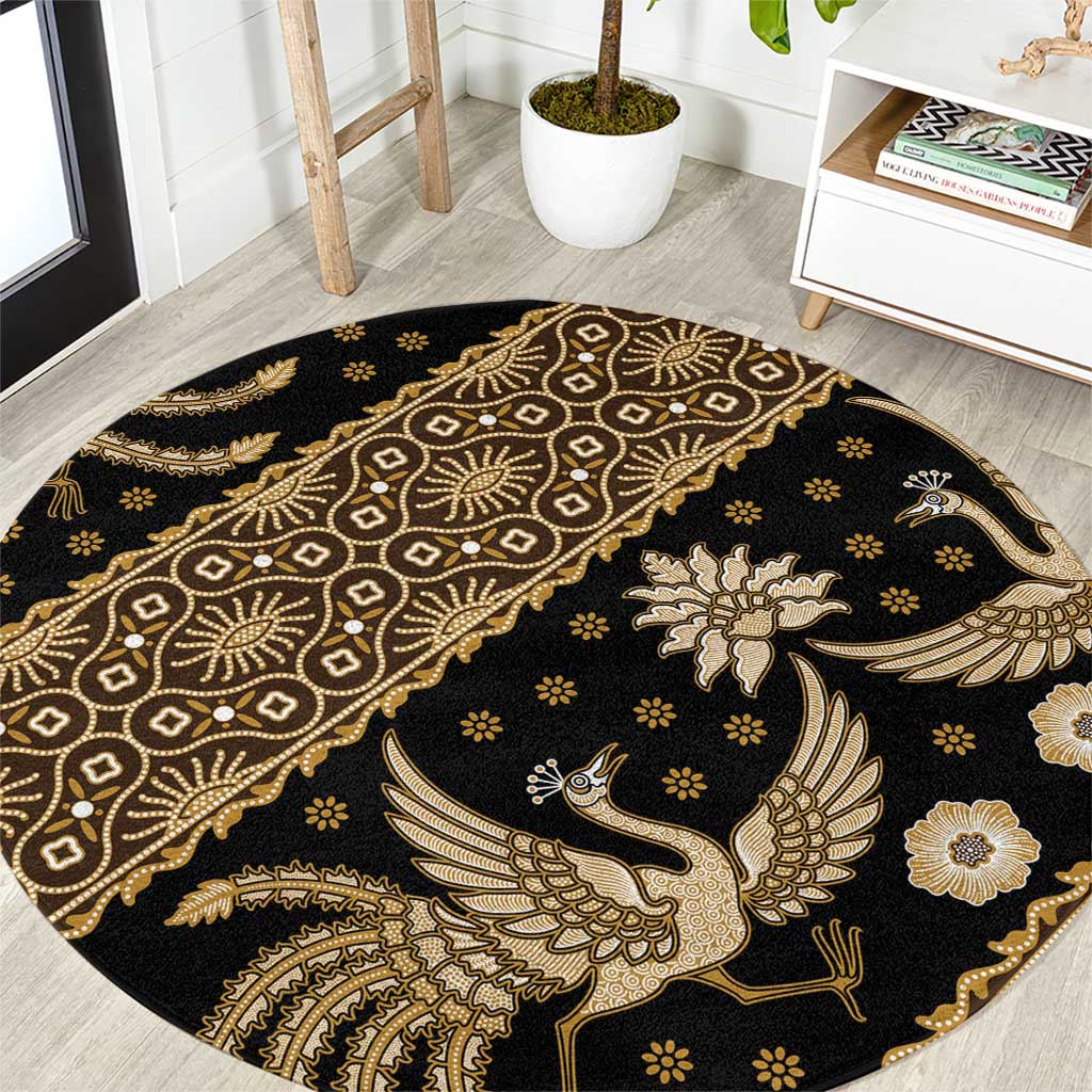 Indonesia Batik Pattern Round Carpet Gold Version LT01 Gold - Polynesian Pride