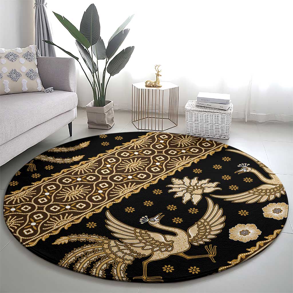 Indonesia Batik Pattern Round Carpet Gold Version LT01 - Polynesian Pride
