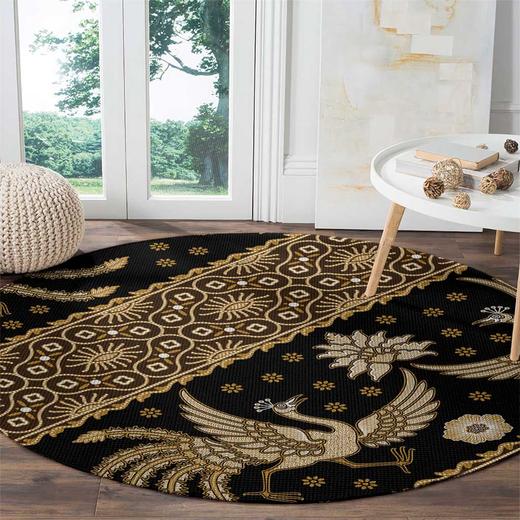 Indonesia Batik Pattern Round Carpet Gold Version LT01 - Polynesian Pride