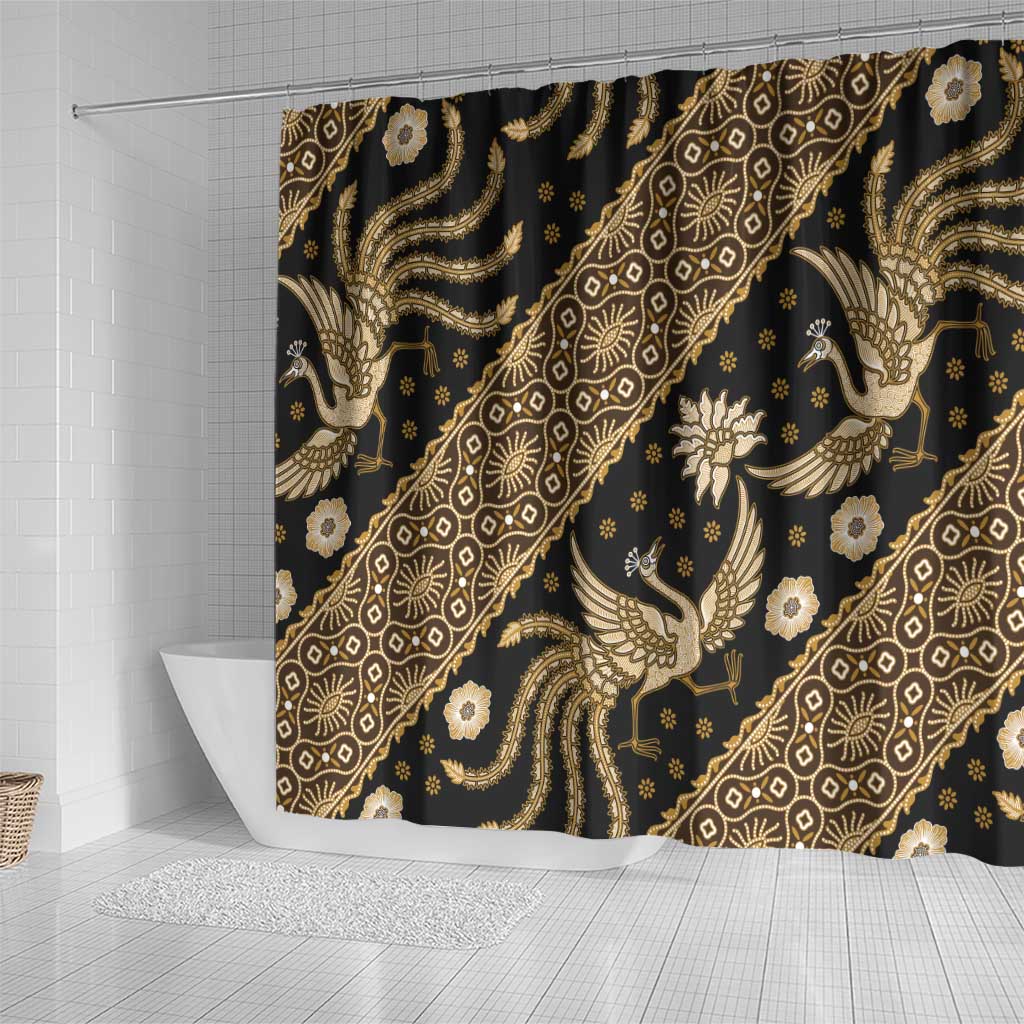 Indonesia Batik Pattern Shower Curtain Gold Version LT01 - Polynesian Pride