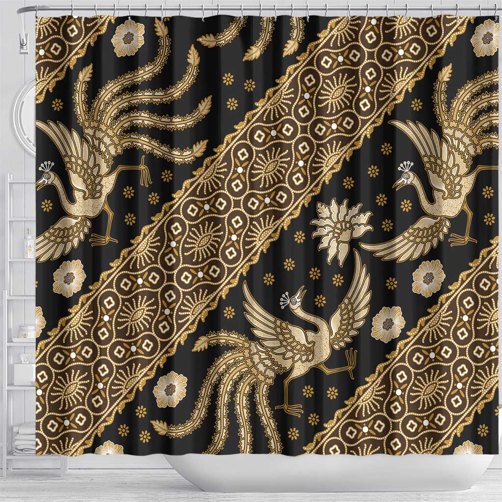 Indonesia Batik Pattern Shower Curtain Gold Version LT01 - Polynesian Pride