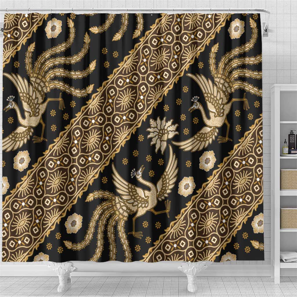Indonesia Batik Pattern Shower Curtain Gold Version LT01 - Polynesian Pride
