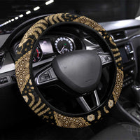 Indonesia Batik Pattern Steering Wheel Cover Gold Version LT01 Universal Fit Gold - Polynesian Pride