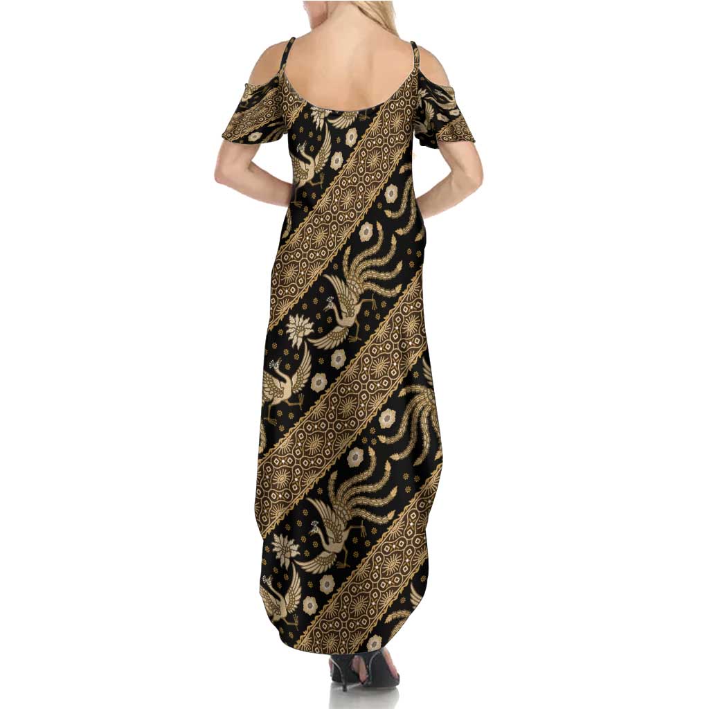 Indonesia Batik Pattern Summer Maxi Dress Gold Version LT01 - Polynesian Pride