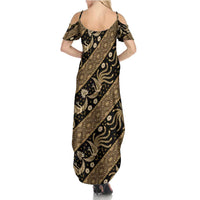 Indonesia Batik Pattern Summer Maxi Dress Gold Version LT01 - Polynesian Pride