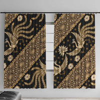 Indonesia Batik Pattern Window Curtain Gold Version LT01 With Hooks Gold - Polynesian Pride