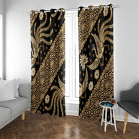 Indonesia Batik Pattern Window Curtain Gold Version LT01 With Grommets Gold - Polynesian Pride