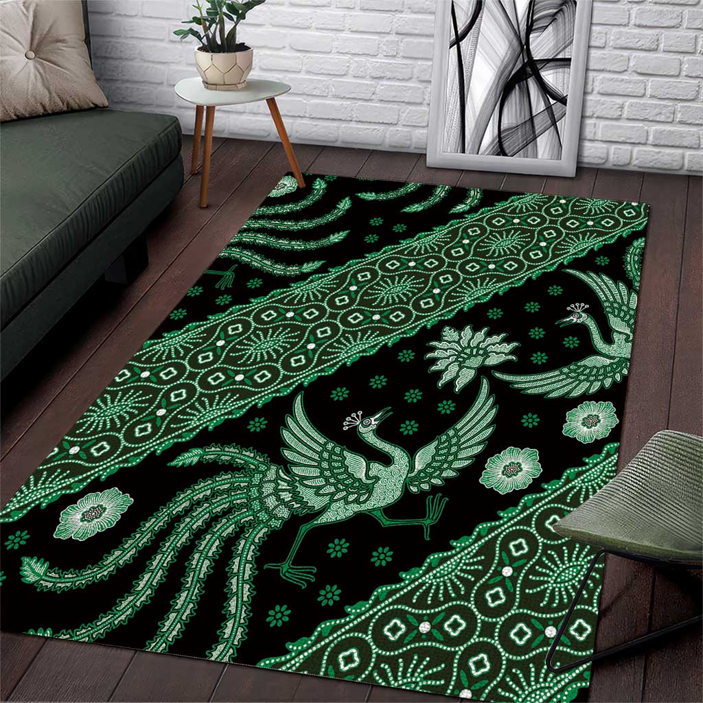 Indonesia Batik Pattern Area Rug Green Version LT01 Green - Polynesian Pride