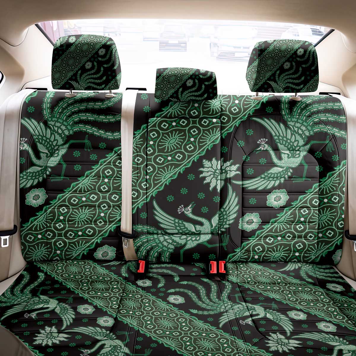Indonesia Batik Pattern Back Car Seat Cover Green Version LT01 - Polynesian Pride