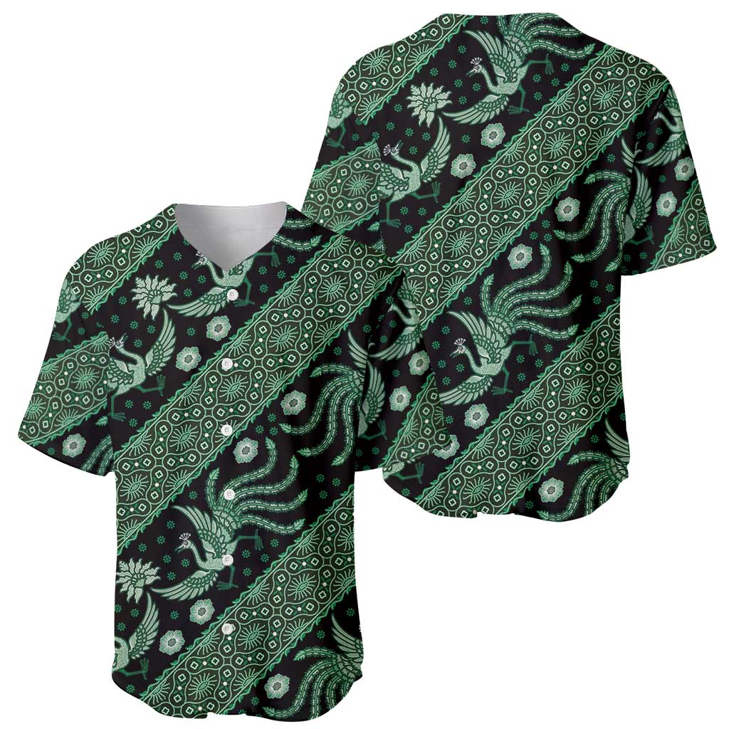 Indonesia Batik Pattern Baseball Jersey Green Version LT01 - Polynesian Pride