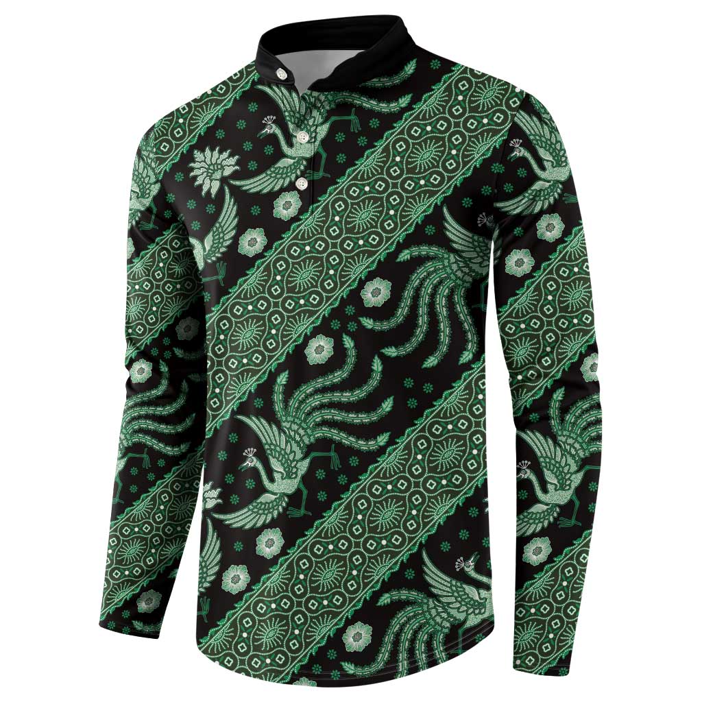 Indonesia Batik Pattern Button Sweatshirt Green Version LT01 - Polynesian Pride