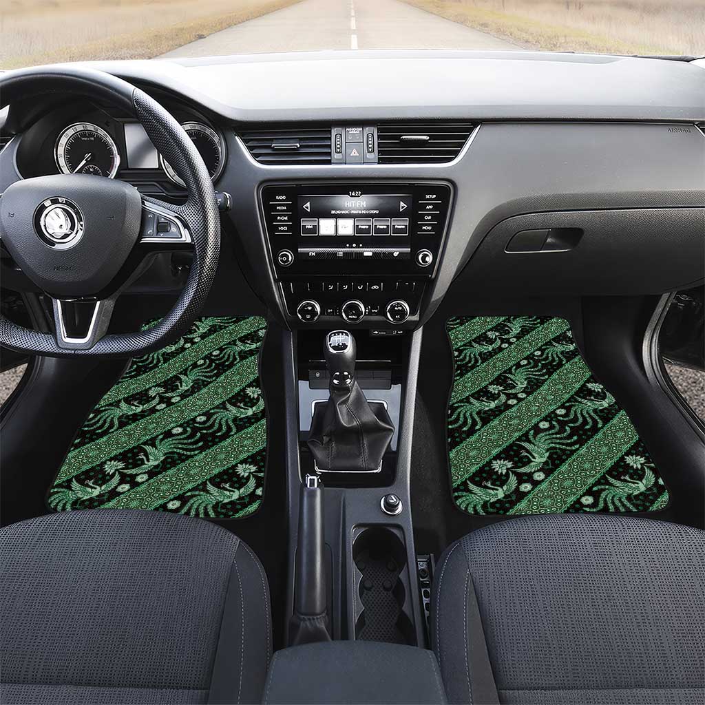 Indonesia Batik Pattern Car Mats Green Version LT01 Set 2pcs - Front Green - Polynesian Pride
