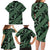 Indonesia Batik Pattern Family Matching Long Sleeve Bodycon Dress and Hawaiian Shirt Green Version