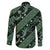 Indonesia Batik Pattern Family Matching Long Sleeve Bodycon Dress and Hawaiian Shirt Green Version