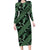 Indonesia Batik Pattern Family Matching Long Sleeve Bodycon Dress and Hawaiian Shirt Green Version