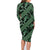 Indonesia Batik Pattern Family Matching Long Sleeve Bodycon Dress and Hawaiian Shirt Green Version