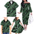 Indonesia Batik Pattern Family Matching Off The Shoulder Long Sleeve Dress and Hawaiian Shirt Green Version