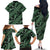 Indonesia Batik Pattern Family Matching Off The Shoulder Long Sleeve Dress and Hawaiian Shirt Green Version