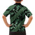 Indonesia Batik Pattern Family Matching Off Shoulder Maxi Dress and Hawaiian Shirt Green Version