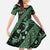 Indonesia Batik Pattern Family Matching Off Shoulder Maxi Dress and Hawaiian Shirt Green Version