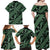 Indonesia Batik Pattern Family Matching Off Shoulder Maxi Dress and Hawaiian Shirt Green Version