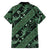 Indonesia Batik Pattern Family Matching Off Shoulder Short Dress and Hawaiian Shirt Green Version