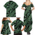 Indonesia Batik Pattern Family Matching Summer Maxi Dress and Hawaiian Shirt Green Version