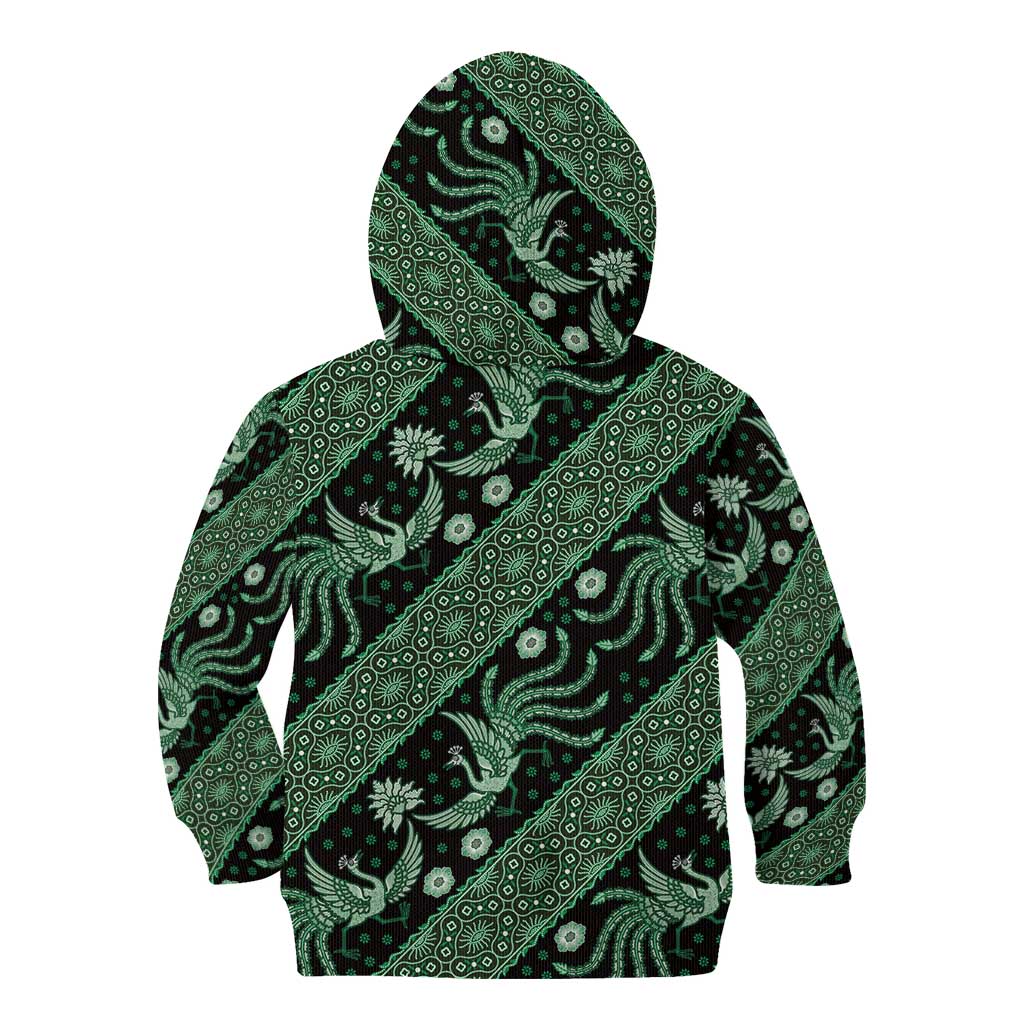 Indonesia Batik Pattern Kid Hoodie Green Version LT01 - Polynesian Pride