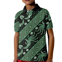 Indonesia Batik Pattern Kid Polo Shirt Green Version LT01 Kid Green - Polynesian Pride
