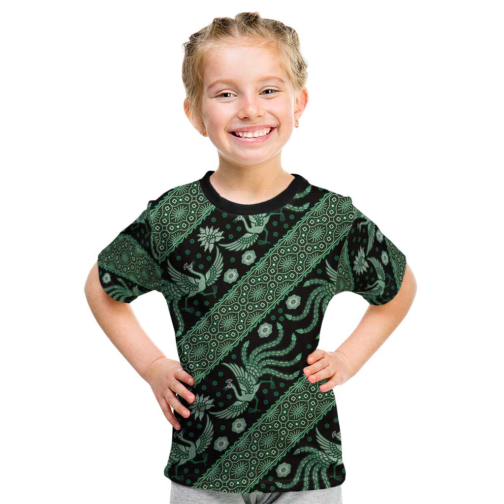 Indonesia Batik Pattern Kid T Shirt Green Version LT01 Green - Polynesian Pride